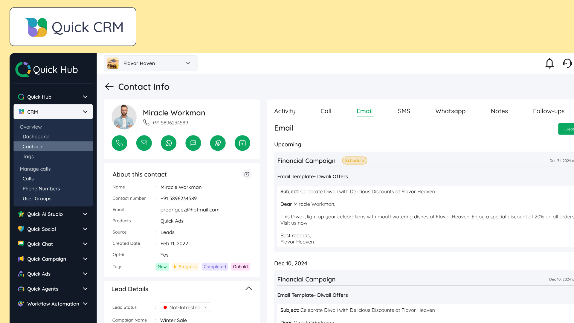Quick CRM Interface